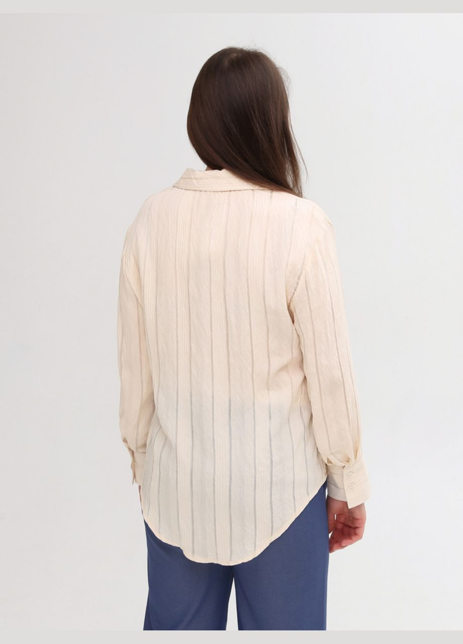 Светло-бежевая повседневный рубашка однотонная MDG с длинным рукавом