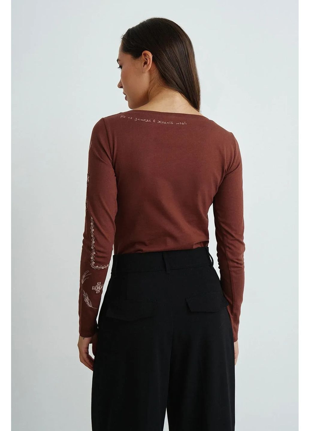 Боди с вышитым украинским орнаментом, цвет Коричневый Rica Mare (367831722)