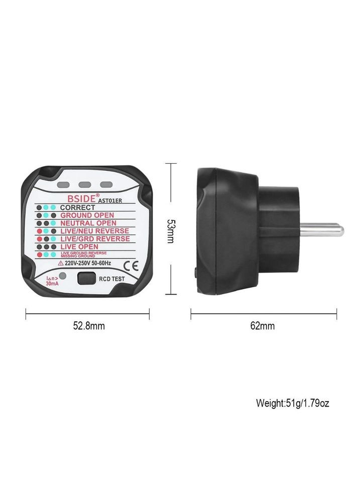 Тестер розеток цифровий AST01ER Bside (300577505)