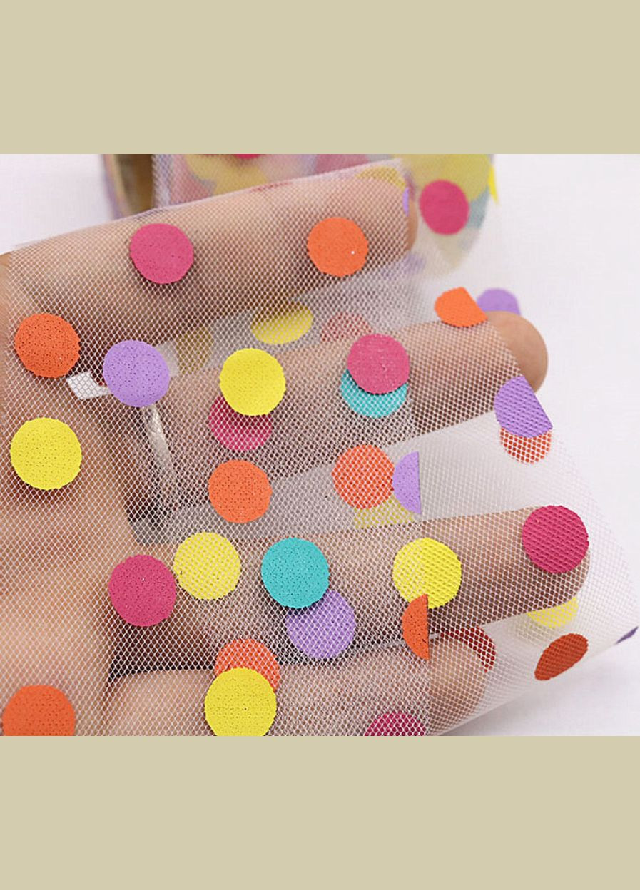 Фатин с принтом Горох цветной, флок, 6 см, белый No Brand (340483667)