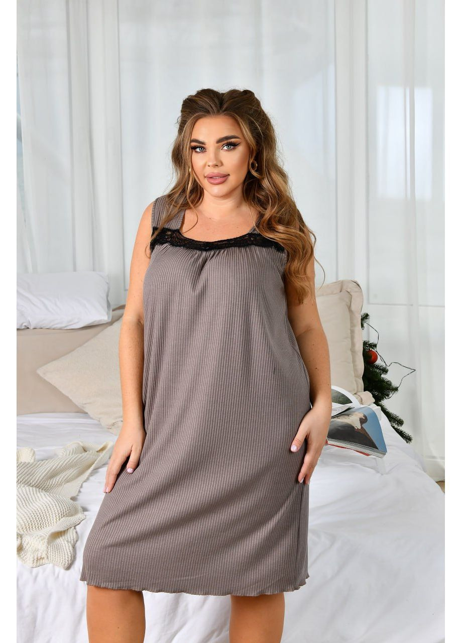 Жіноча нічна сорочка в рубчик No Brand (369479905)