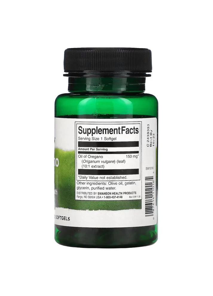 Натуральна добавка Oregano Oil 10:1 Extract, 120 капсул Swanson (381215793)