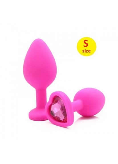 Анальна пробка 3 см S силіконова серце з каменем TOYFA Silicon Plug + мішечок No Brand (303911583)