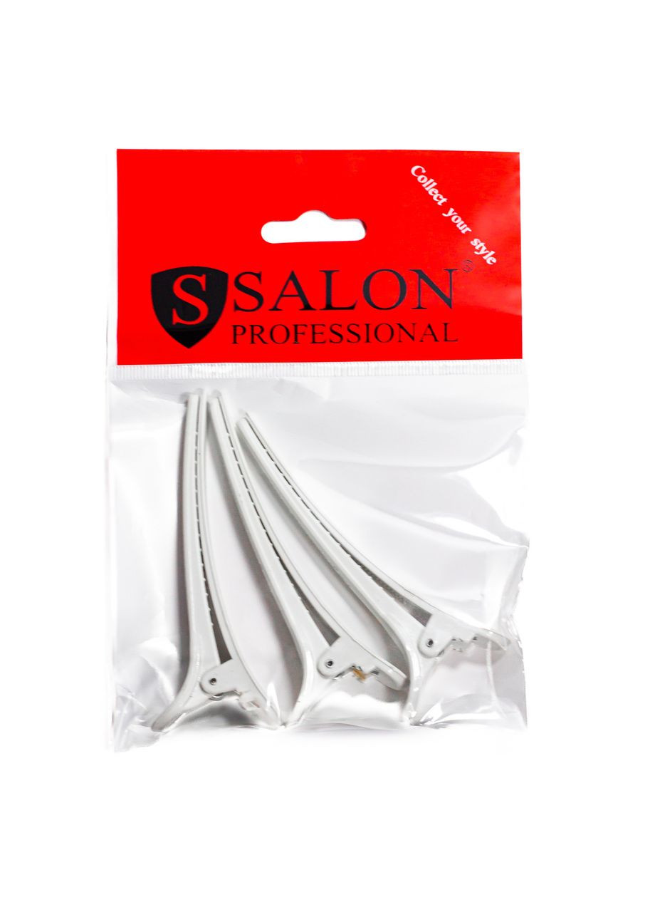 Зажим для фарбування і стрижки волосся білий 0014 Salon Professional (338426606)