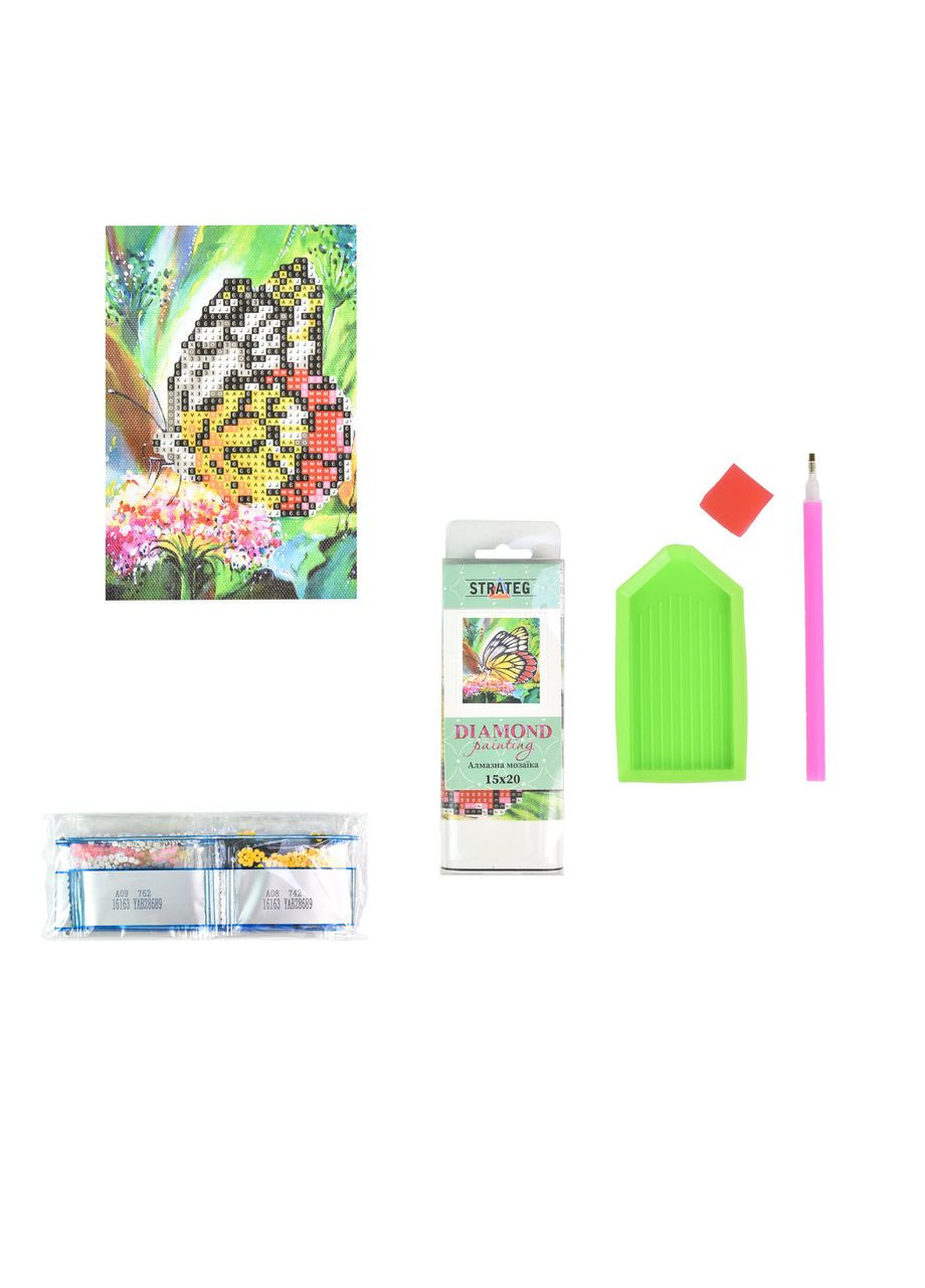 Алмазная мозаика для девочек 8+ Бабочка хлопчатобумажная развивающая без подрамника см Strateg (362436888)