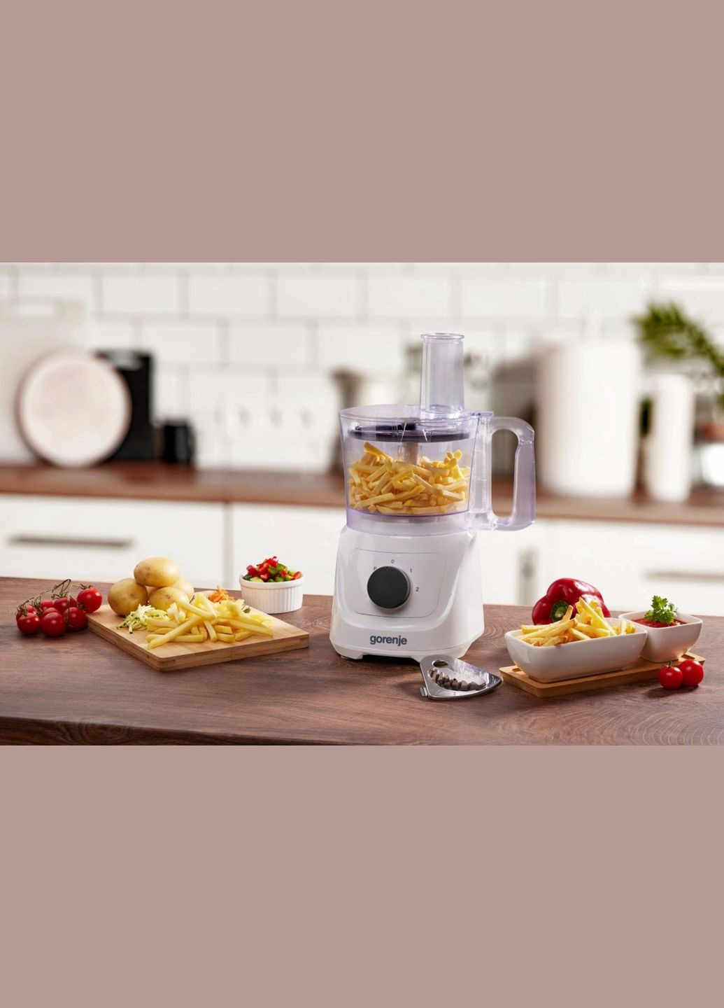 Кухонна машина 800Вт, чаша-пластик, корпус-метал/пластик, насадок-6, білий Gorenje (342113986)