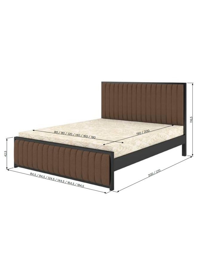 Полуторная деревянная кровать Вена /Аляска 93 (Серый) 120х200 см (MBG-10999) Mebigrand (366087575)