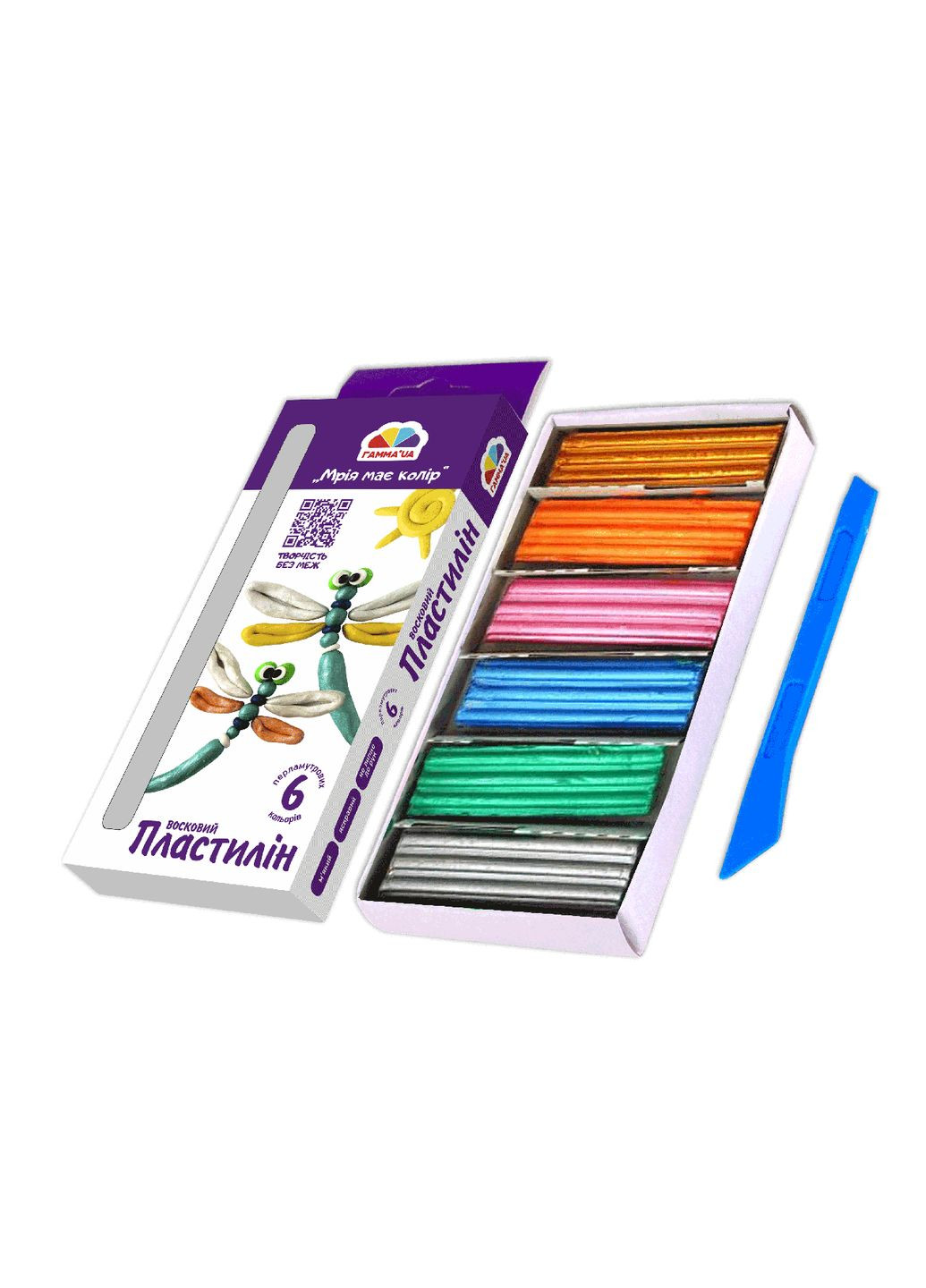 Набір воскового пластиліну Творчість6 кол. 72 г перламутр. зі стеком ’UA Гамма (362580908)