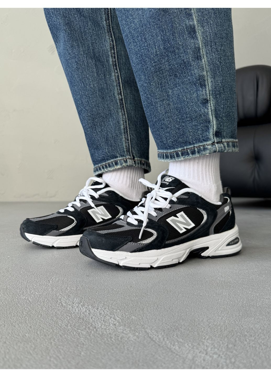 Сірі Осінні кросівки чоловічі new balance 530 classic black / grey нью беланс 530 No Brand