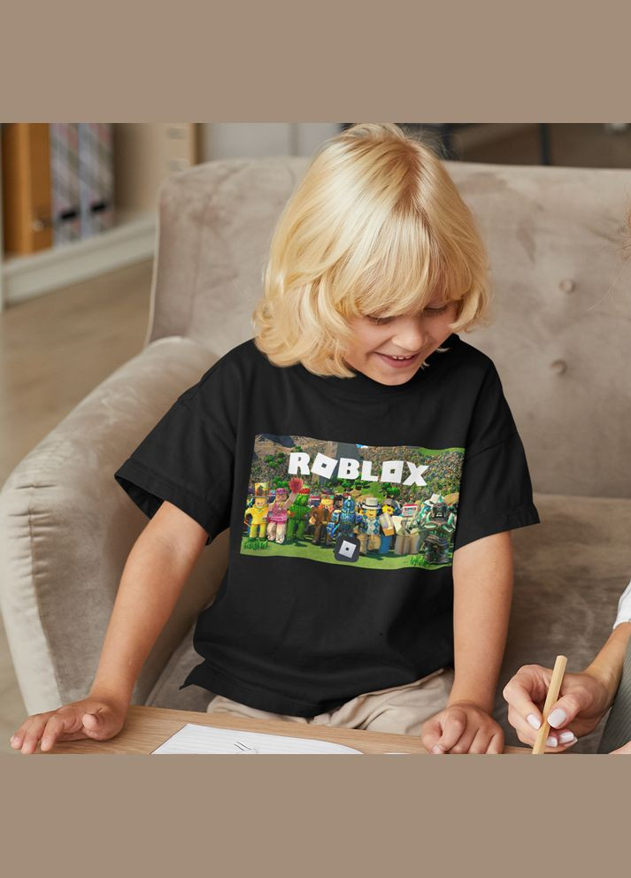 Черная демисезонная футболка черная с оригинальным принтом онлан игры roblox " роблокс персонажы roblox 2" Кавун футболка