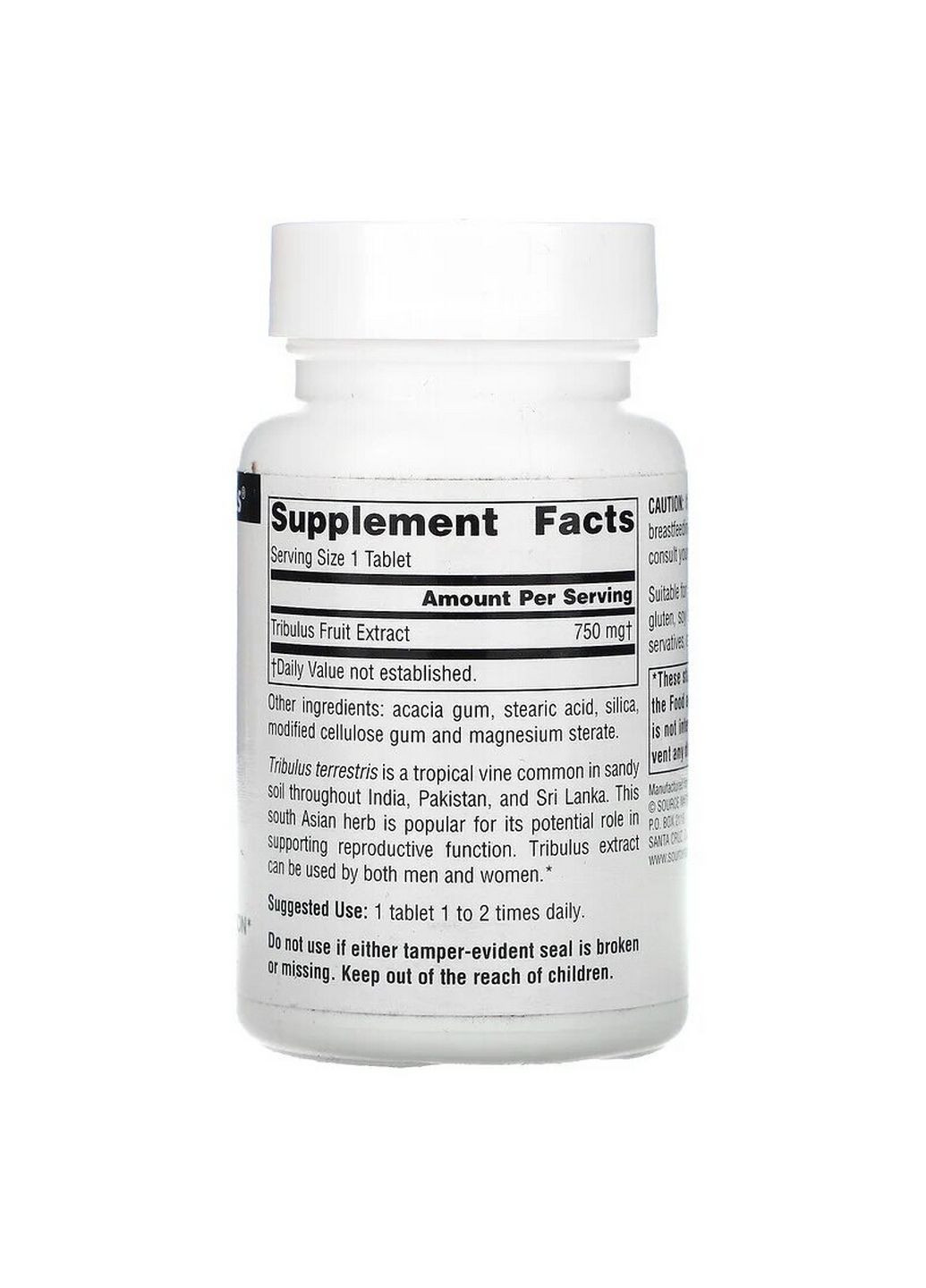 Стимулятор тестостерону Tribulus Extract 750 mg, 60 таблеток Source Naturals (293342349)