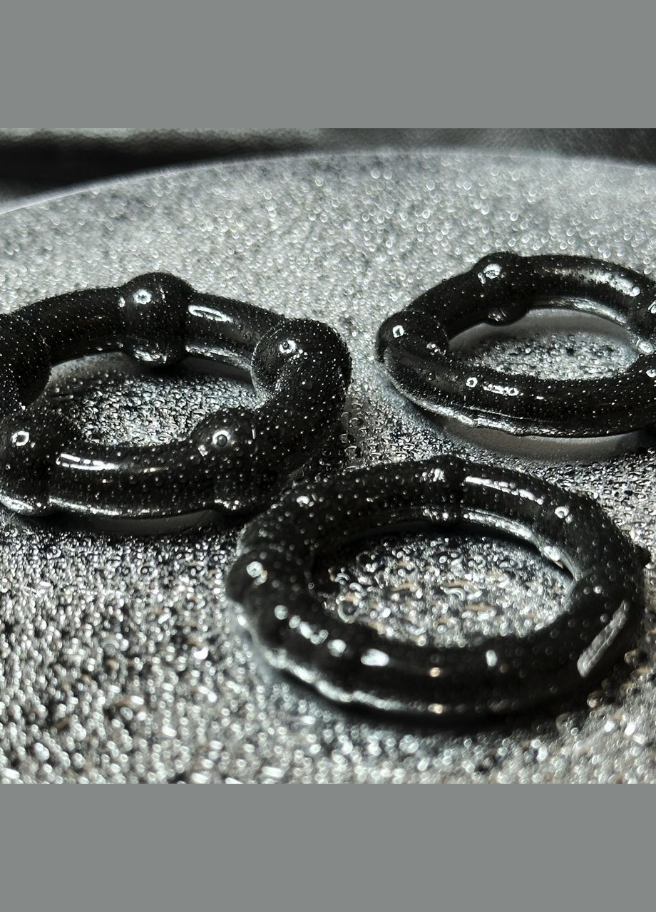 Набор эрекционных колец 3 шт для продолжения черного секса No Brand (341309842)