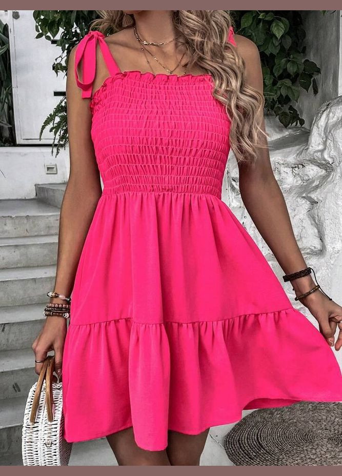 Малиновое кэжуал платье No Brand однотонное