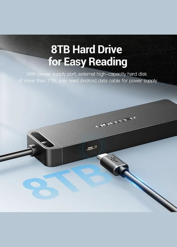 Концентратор 4-Port с micro USB питанием 0.15M Black (CHLBB) Vention (332975789)