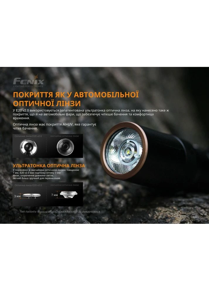 Фонарь ручной алюминий 127х21 мм черный Fenix (386708943)