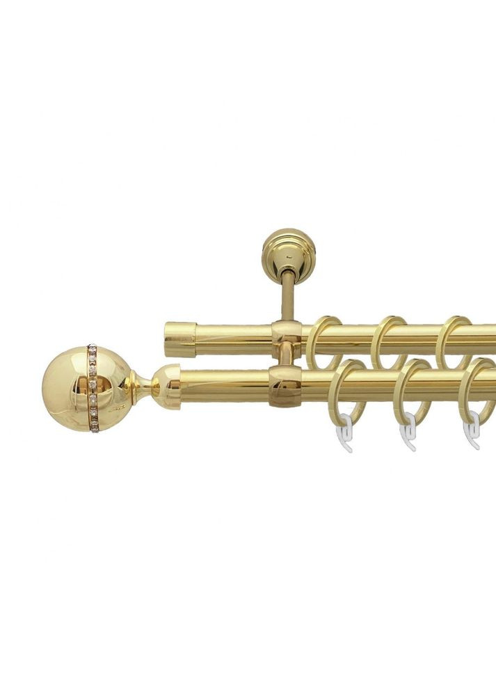 Карниз Кортеза металлический двухрядный литой гладкая труба Золото 19\19 мм 160 см (00-00009454) ORVIT (300283698)