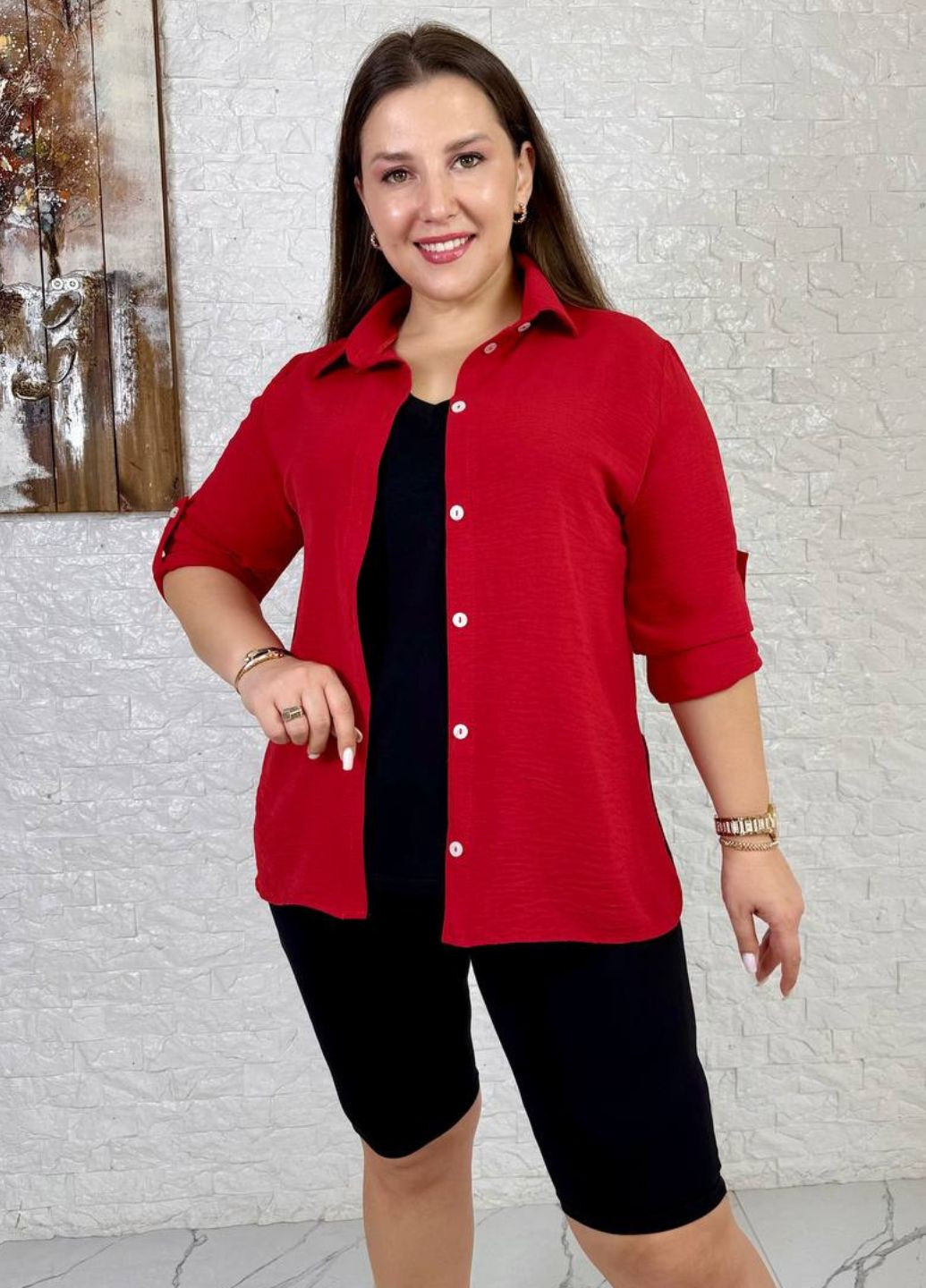 Базовий повсякденний легкий літній костюм трійка: футболка + сорочка + шорти Україна (331236969)