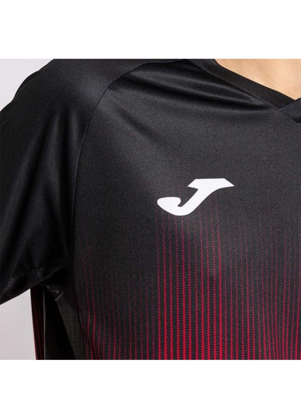 Комбінована футболка tiger iv чорний червоний Joma