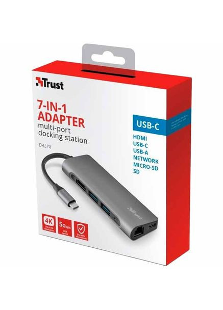 Док-станція DALYX 7 в 1 USB-C ALUMINIUM (23775) Trust (322938598)