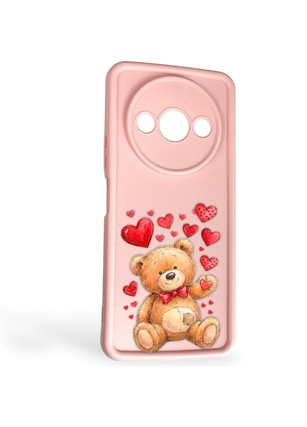 Чехол силиконовый Soft Touch с 3D принтом милый мишка для Redmi A3 розовый (Полная защита камеры) Xiaomi (378976264)