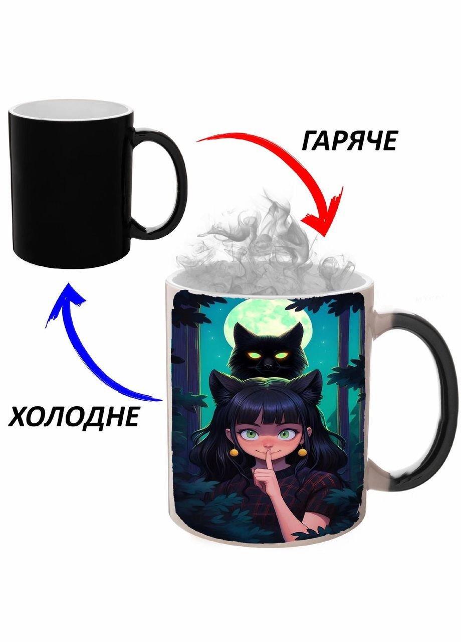 Чашка хамелон (кружка, чашка) Cat #001 Черная 330 мл No Brand (323470508)