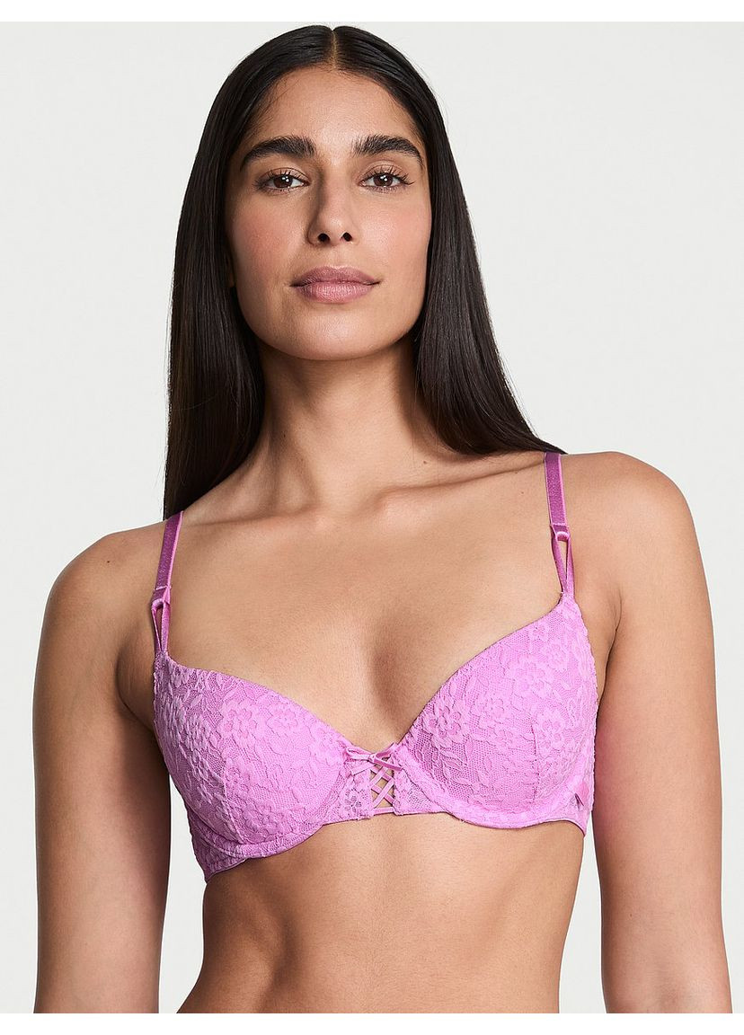 Бузковий бюстгальтер Victoria's Secret з кісточками поліамід