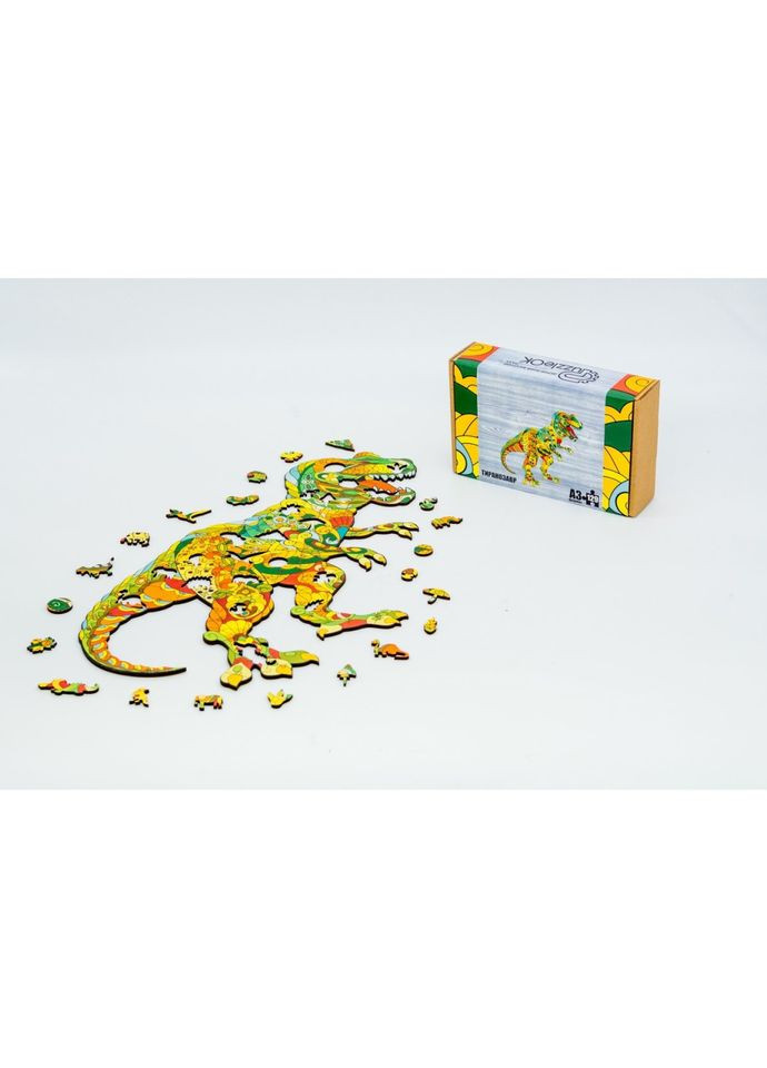 Фігурний дерев'яний пазл A3 "Тиранозавр Рекс" PuzA3-00718, 129 елементів PuzzleOK (327321766)