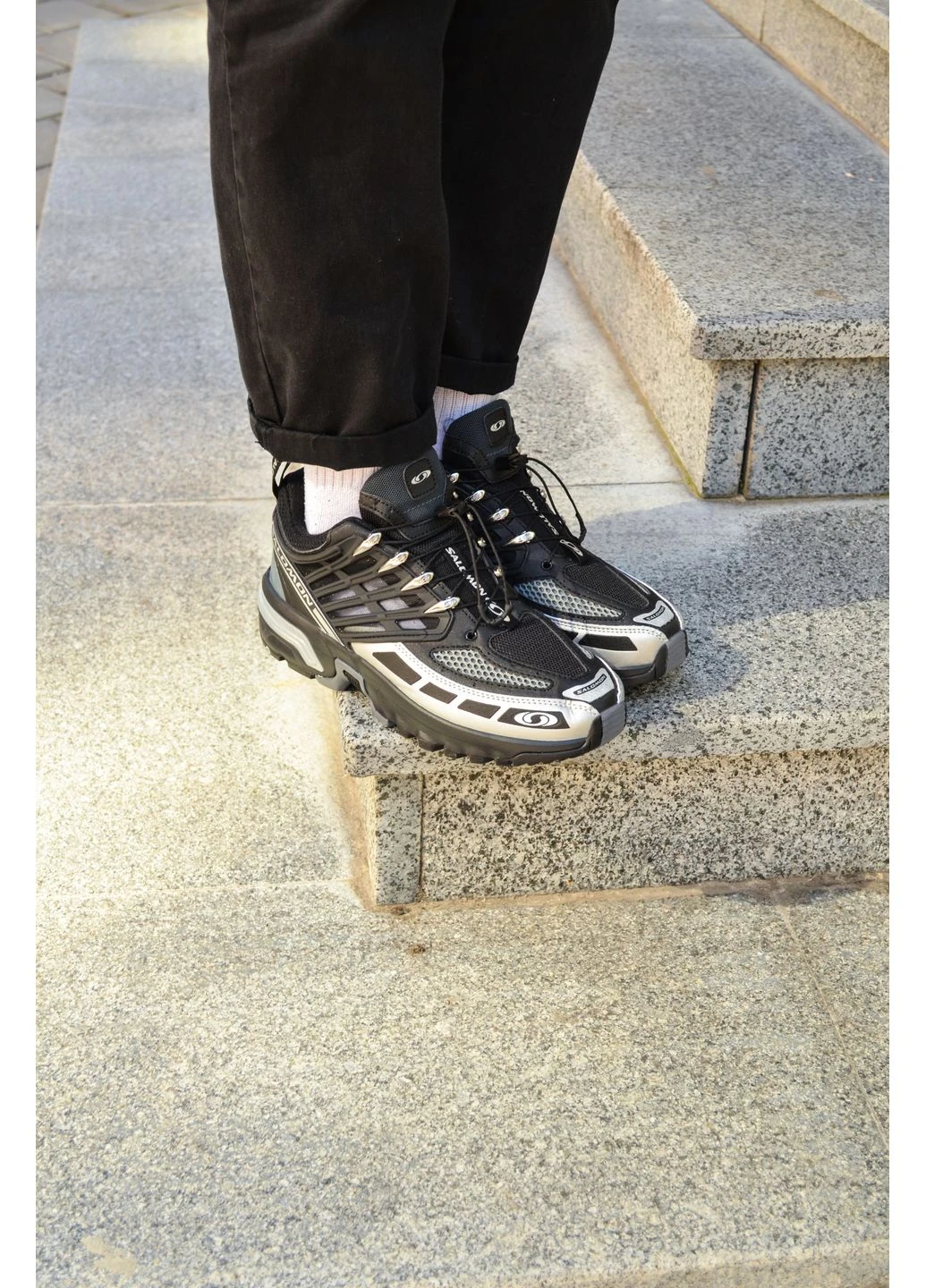 Черные летние кроссовки salomon black silver саломон No Brand