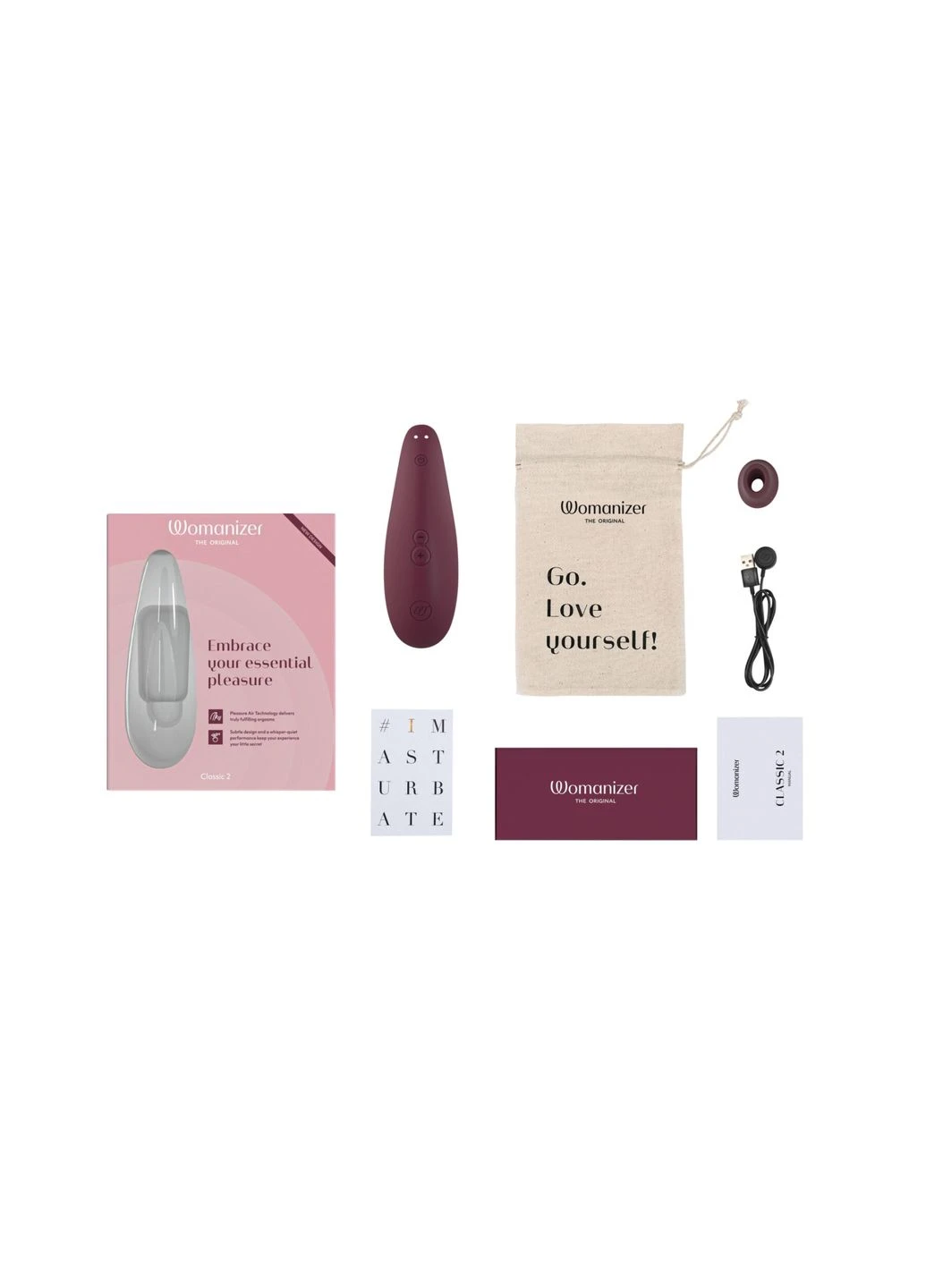 Вакуумний кліторальний стимулятор Classic 2 - Bordeaux, 10 режимів, функція Afterglow Womanizer (385657507)