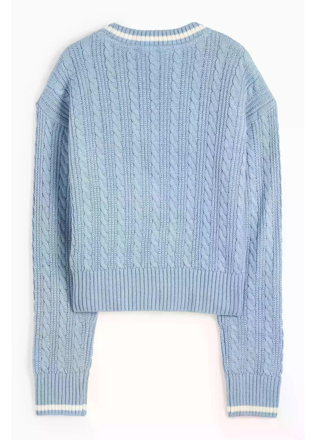 Голубой демисезонный детский вязаный свитер для девочки 128 см голубой (25082735) джемпер C&A