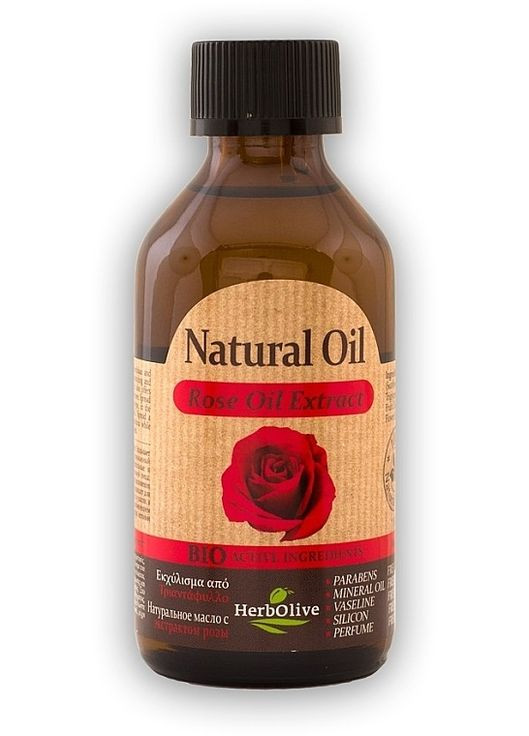 Натуральна олія екстракту троянди HerbOlive Natural Oil 100ml (1212329-131265) Madis (368607175)