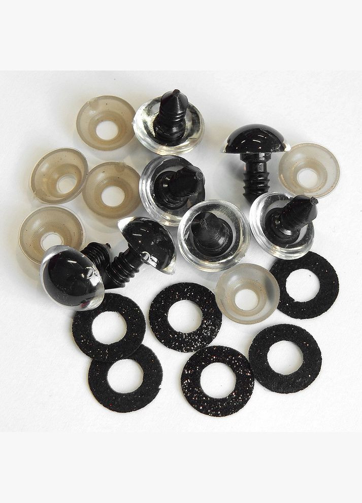 Глаза для игрушек блестящие (полусфера), 16 мм, черные, 2 шт No Brand (340483311)