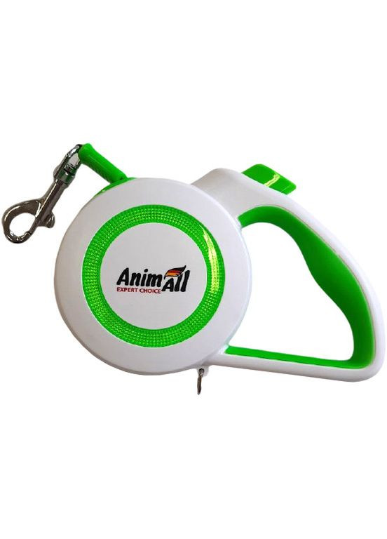 Поводокрулетка Reflector для собак вагою до 25 кг, 5 м, M біло-салатовий, MS7110-5M Енімал AnimAll (278309082)