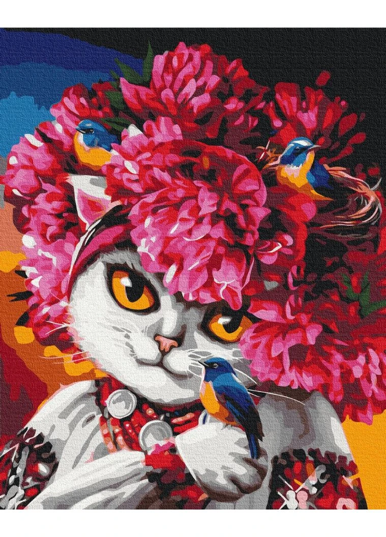 Картина по номерам Премиум серии Патриот "Цветущая кошка ©marysha_art" PBS53223 Brushme (384212921)