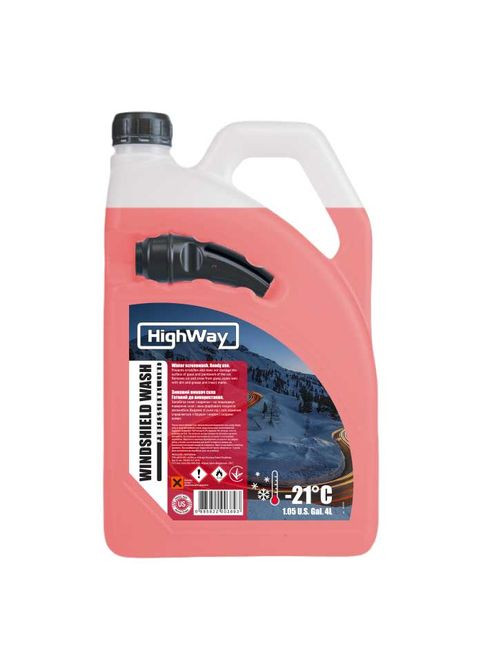 Омивач скла зимовий 21°C червоний 4л 10137 Highway (352760850)