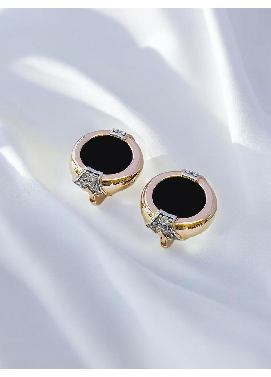 Золотые серьги с агатом и фианитами. Tango (354700160)