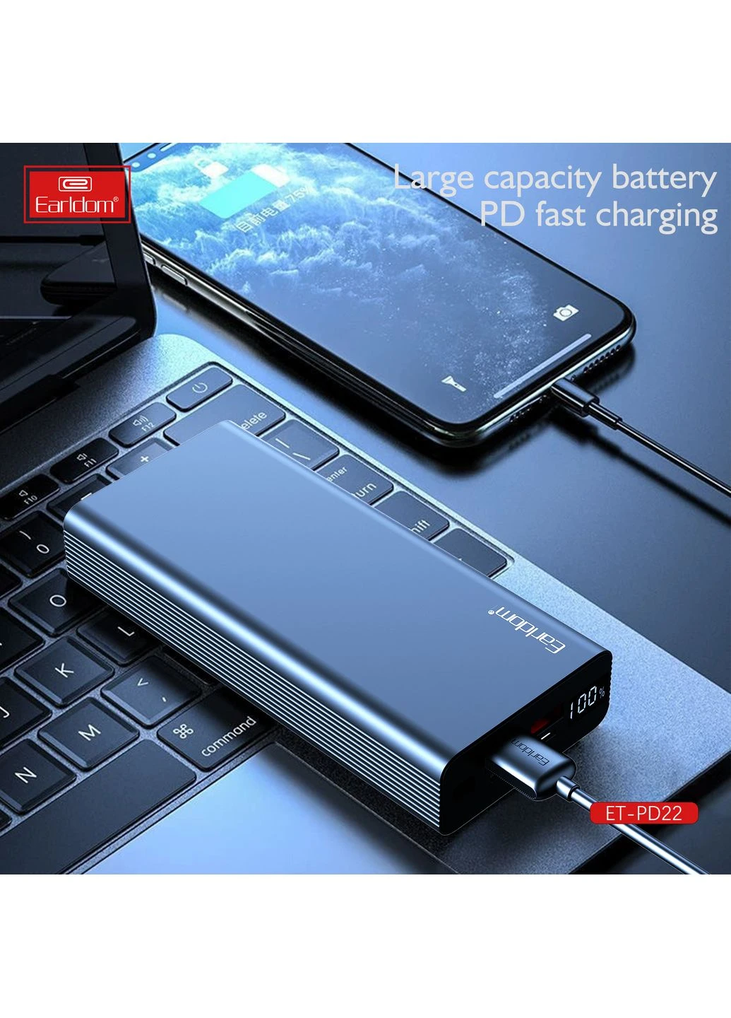 Універсальна мобільна батарея ET-PD22 20000mAh Black (PB-000122) Earldom (370614517)