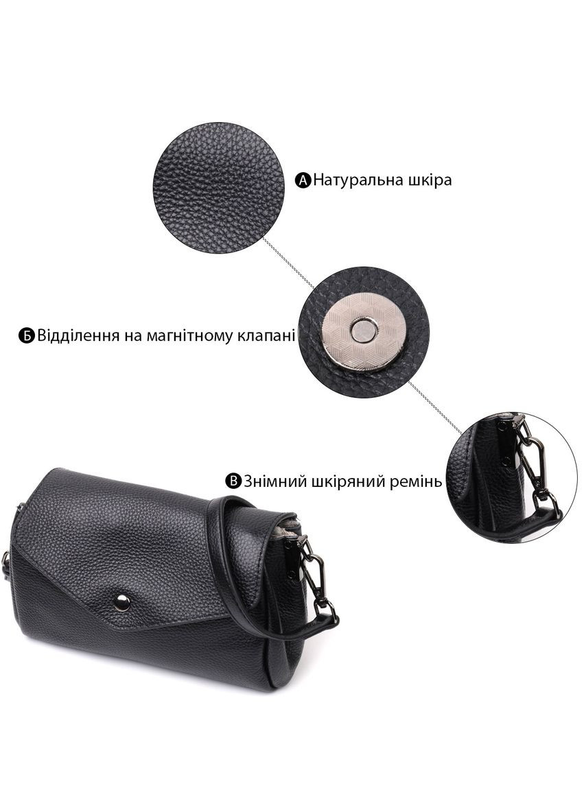 Жіноча шкіряна сумка через плече із трикутним клапаном Vintage чорна (sku_22254) No Brand (329853146)