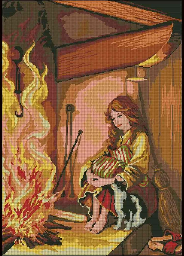 Набір для вишивання хрестиком. Розмір: 38*54 см Біля багаття Лоскуток (315361861)