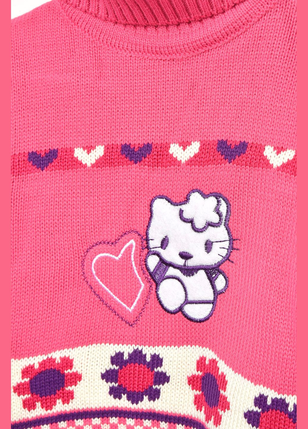 Рожевий зимовий светр дитячий для дівчинки рожевого кольору пуловер Let's Shop