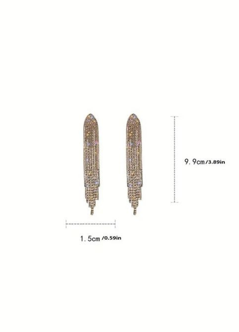 Сережки біжутерія довгі у стразах No Brand (331888240)