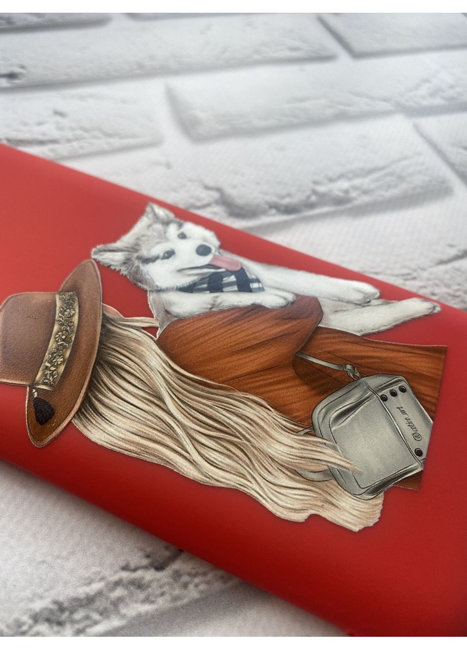 Матовий червоний чохол на Xiaomi Redmi 13C / Poco C65 Дівчина з песиком (принт 115) Creative (355398846)