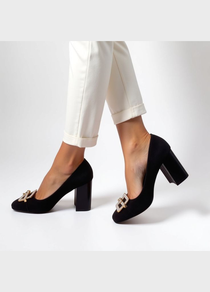 No Brand Женские замшевые туфли на каблуке Maiguan 1350 Черные черный з искусственная замша, — демисезон (326960703)