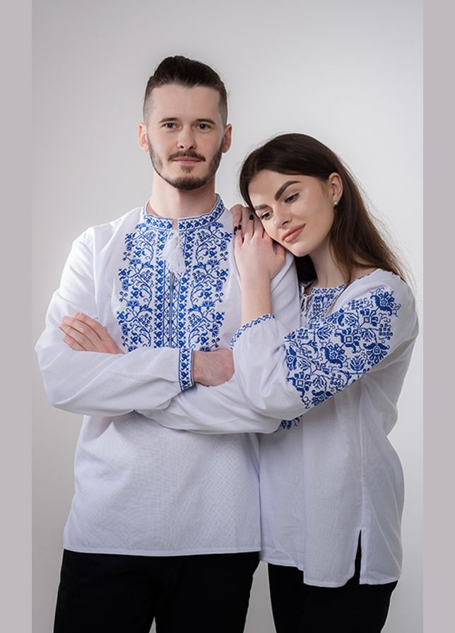 Белая женская вышиванка vishivano4ka узор цветочный хлопок (306388496)