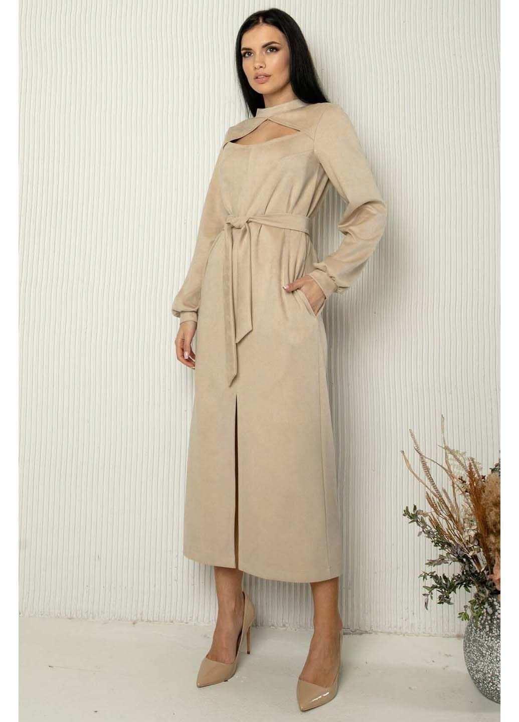 Кремовое праздничный платье Ри Мари однотонное