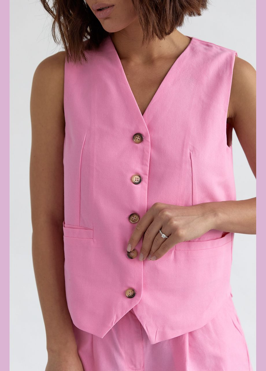 Женский костюм с шортами и жилеткой - белый цвет L (sku_9355) No Brand (327819500)