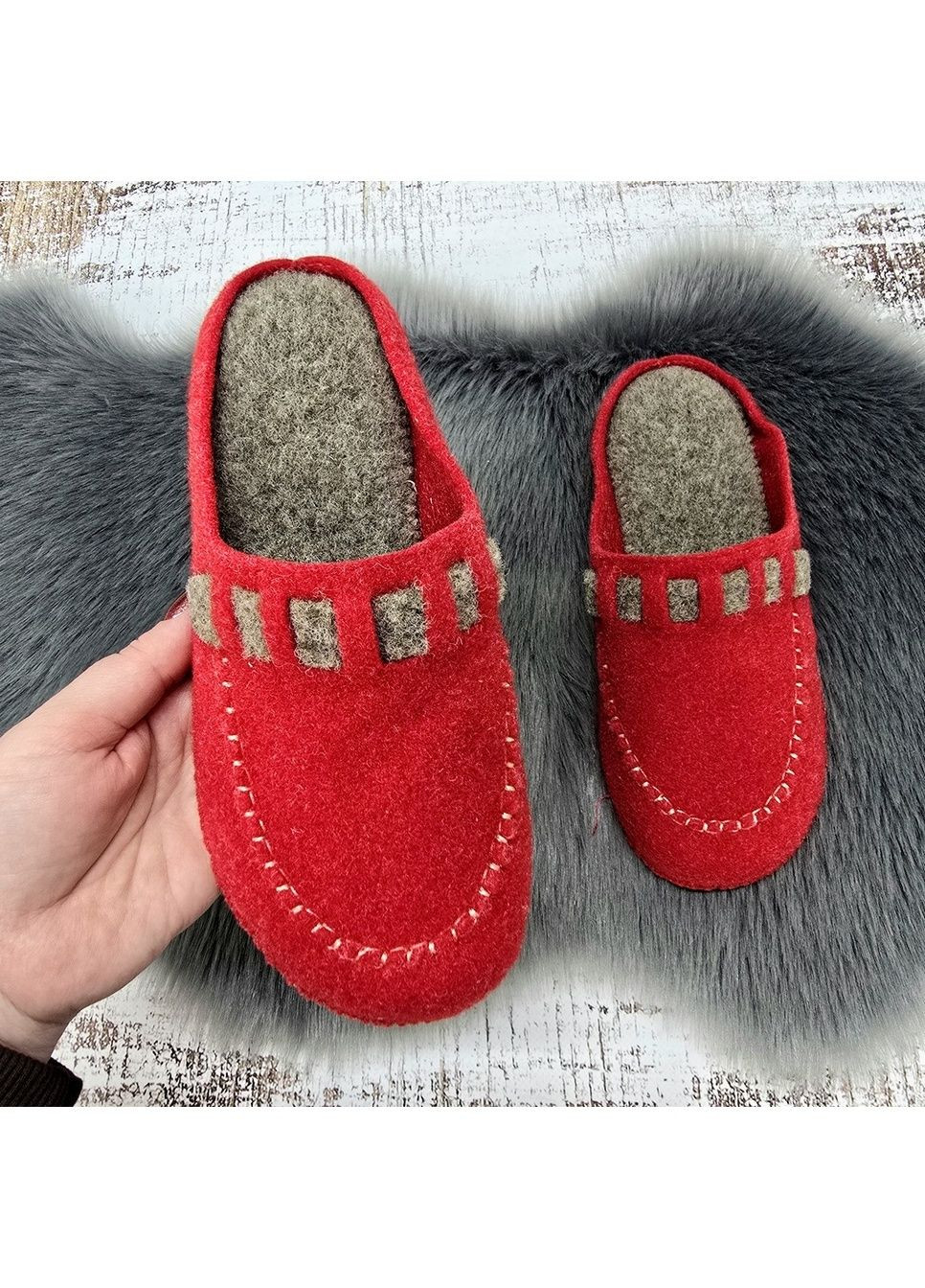 Тапочки жіночі повстяні для ламінату червоні Белста (369504720)
