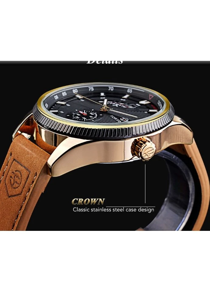 Мужские механические наручные часы Forsining GMT1218-2 Original коричневые No Brand (393695796)