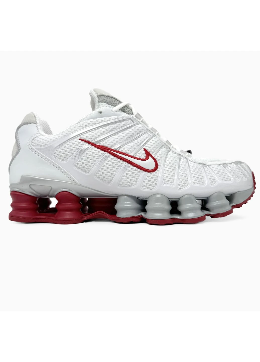 Білі кросівки чоловічі nike shox tl white/red найк шокс тл білі демісезон No Brand