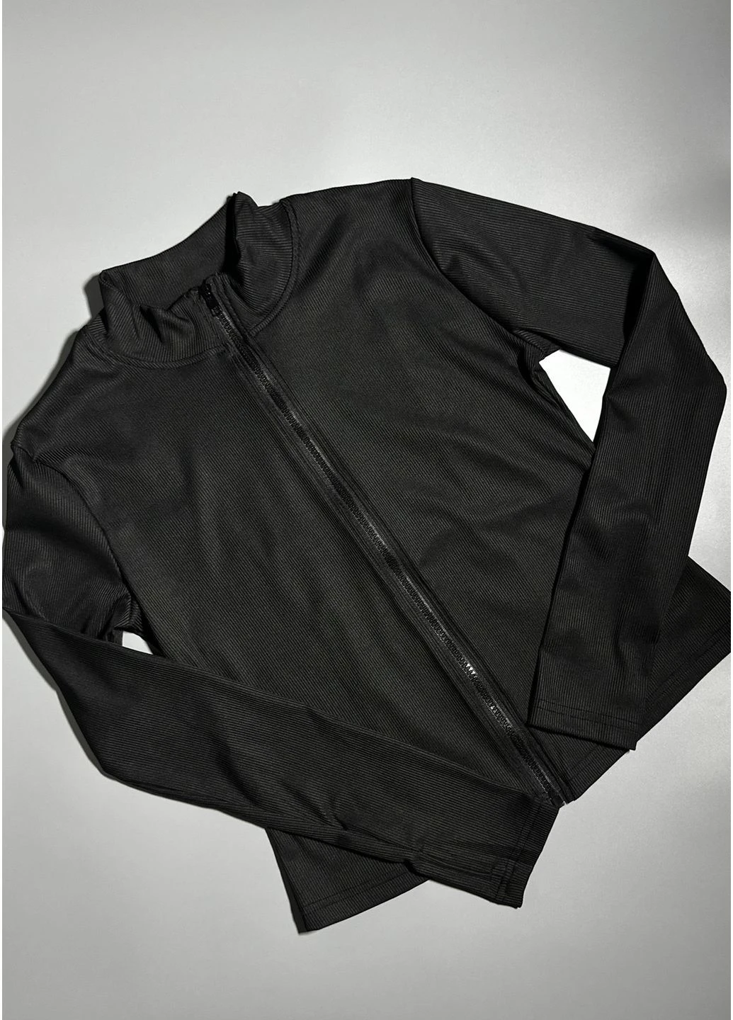 Спортивная кофта рашгард женский в рубчик на молнии No Brand (402467366)
